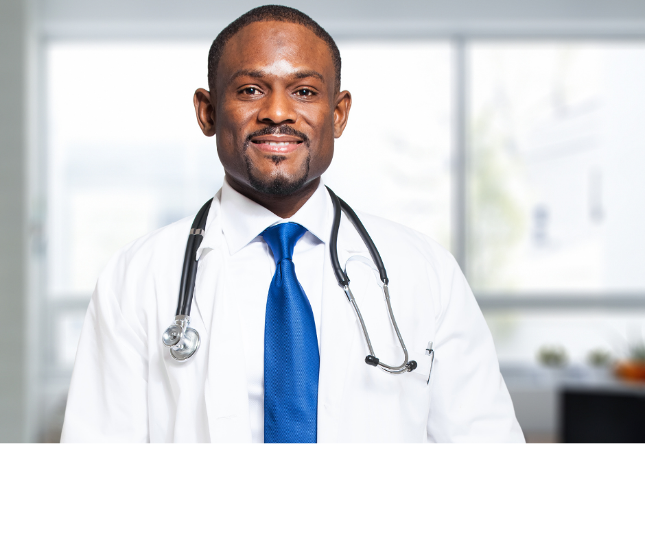 Happy african male doctor