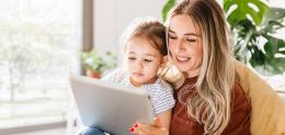 Mom and child on tablet